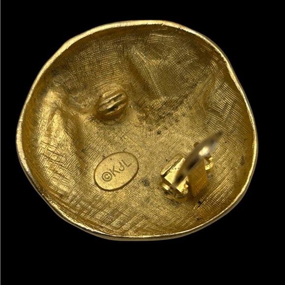 Vintage KJL Kenneth Lane Matte Gold Modernist Earrings - Picture 6 of 6